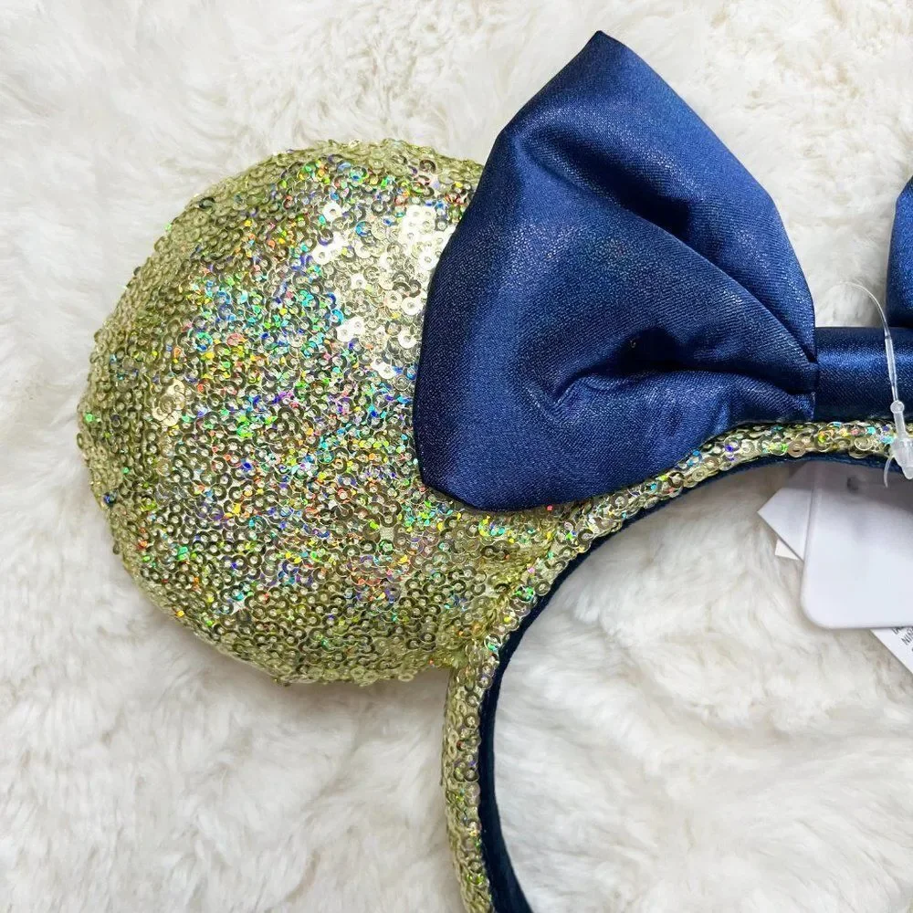 Disney Parks 50th Anniversary Gold‎ Sequin With EARidescent Minnie Ears Headband